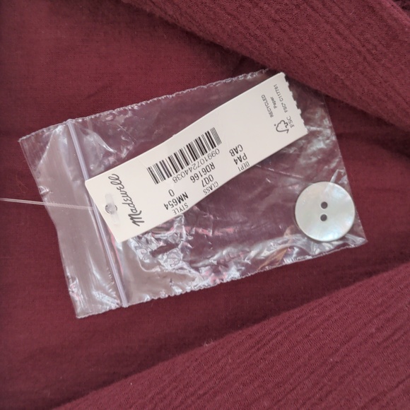 NWT Madewell | Crinkle Cotton Button-Front Midi Dress in Burgundy Size 0 - Picture 10 of 11